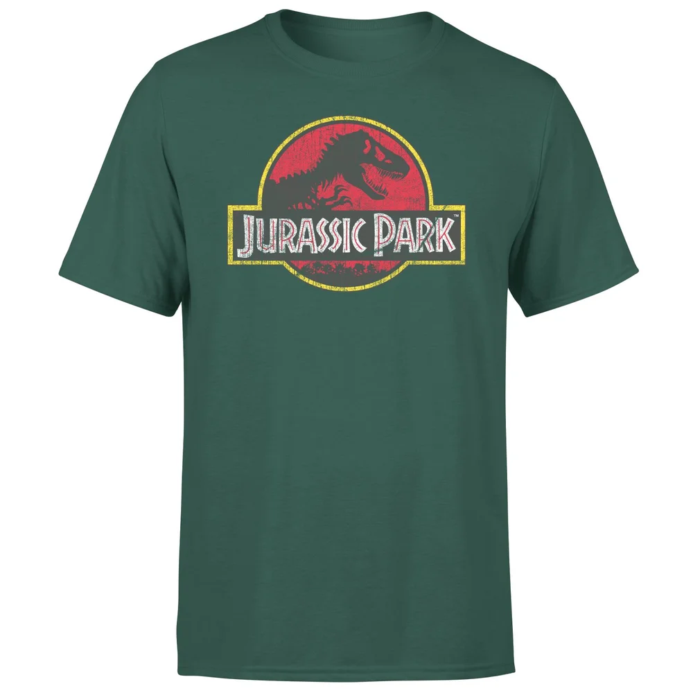 Jurassic Park Logo Vintage Men's T-Shirt - Green - S Afbeelding 1