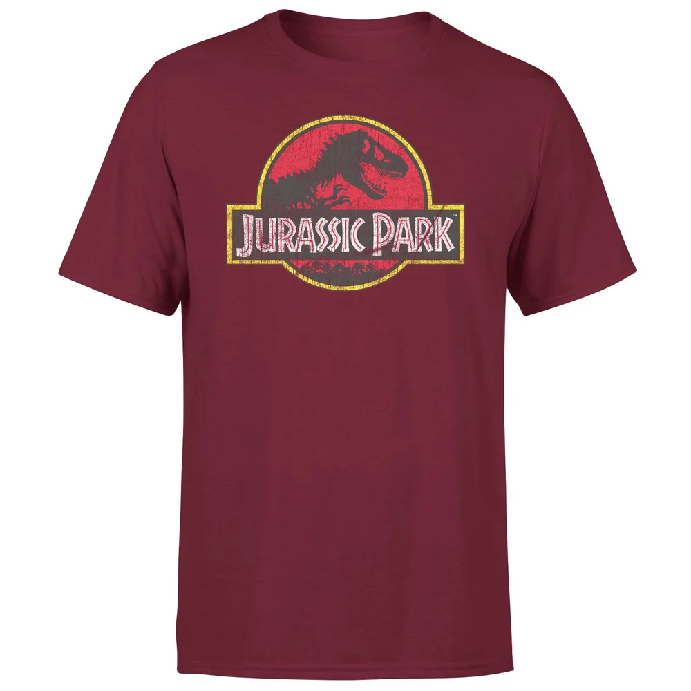 Jurassic Park Logo Vintage Men's T-Shirt - Burgundy - S Afbeelding 1
