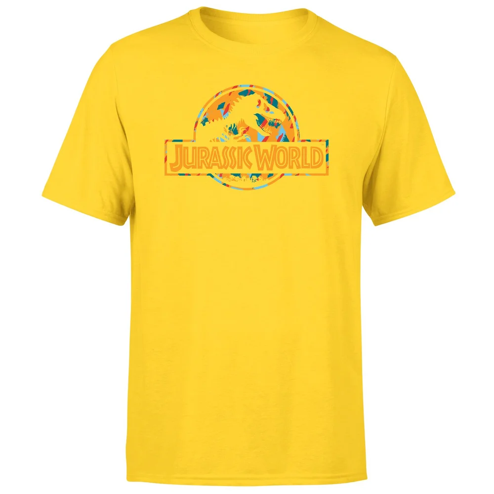 Jurassic Park Logo Tropical Men's T-Shirt - Yellow - S Afbeelding 1