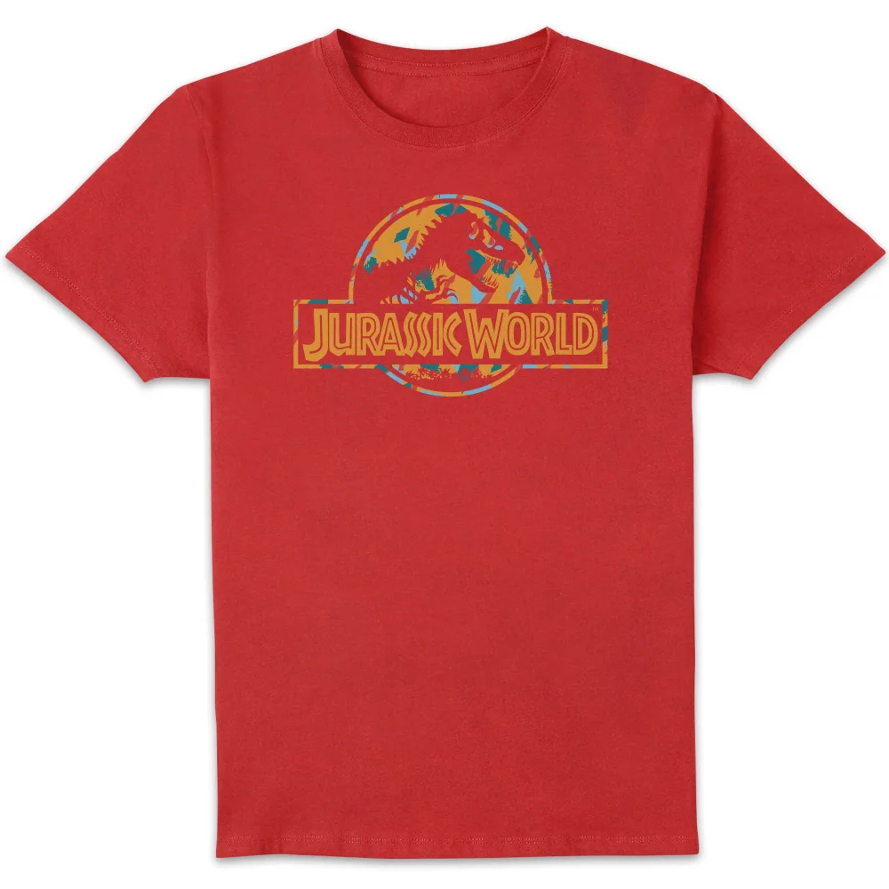 Jurassic Park Logo Tropical Men's T-Shirt - Red - S Afbeelding 1