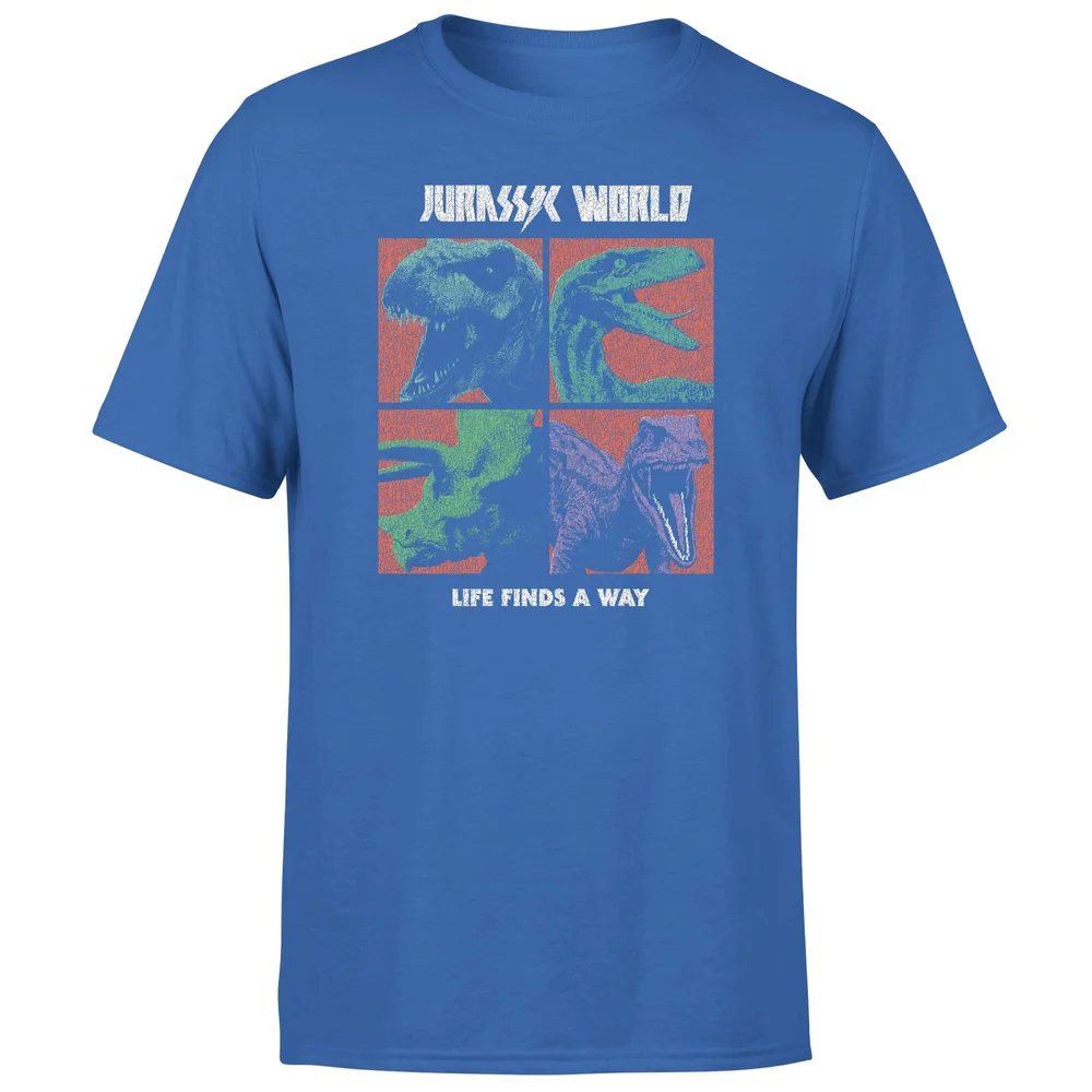 Jurassic Park World Four Colour Faces Men's T-Shirt - Blue - S Afbeelding 1