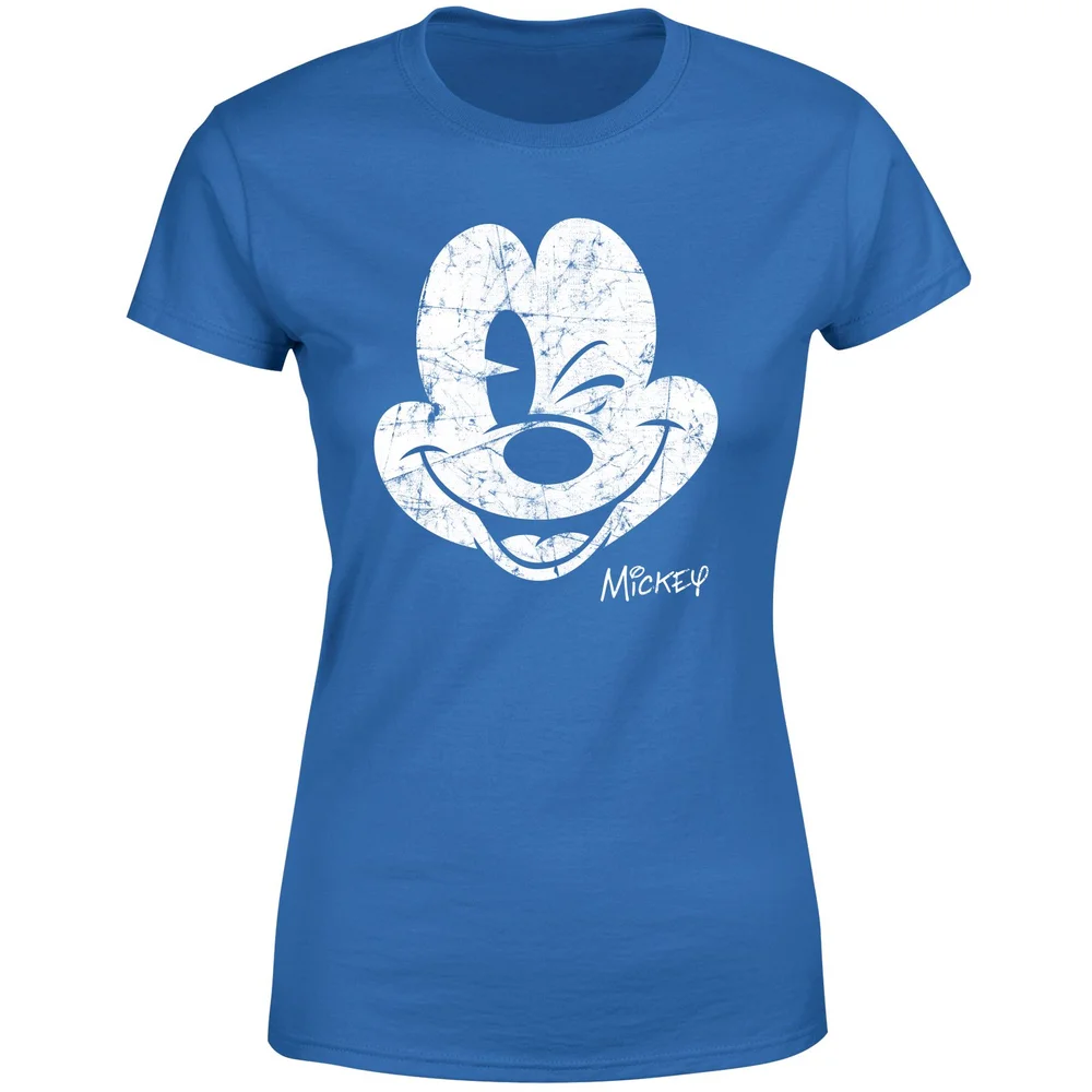 Disney Mickey Mouse Worn Face Women's T-Shirt - Blue - XS Afbeelding 1