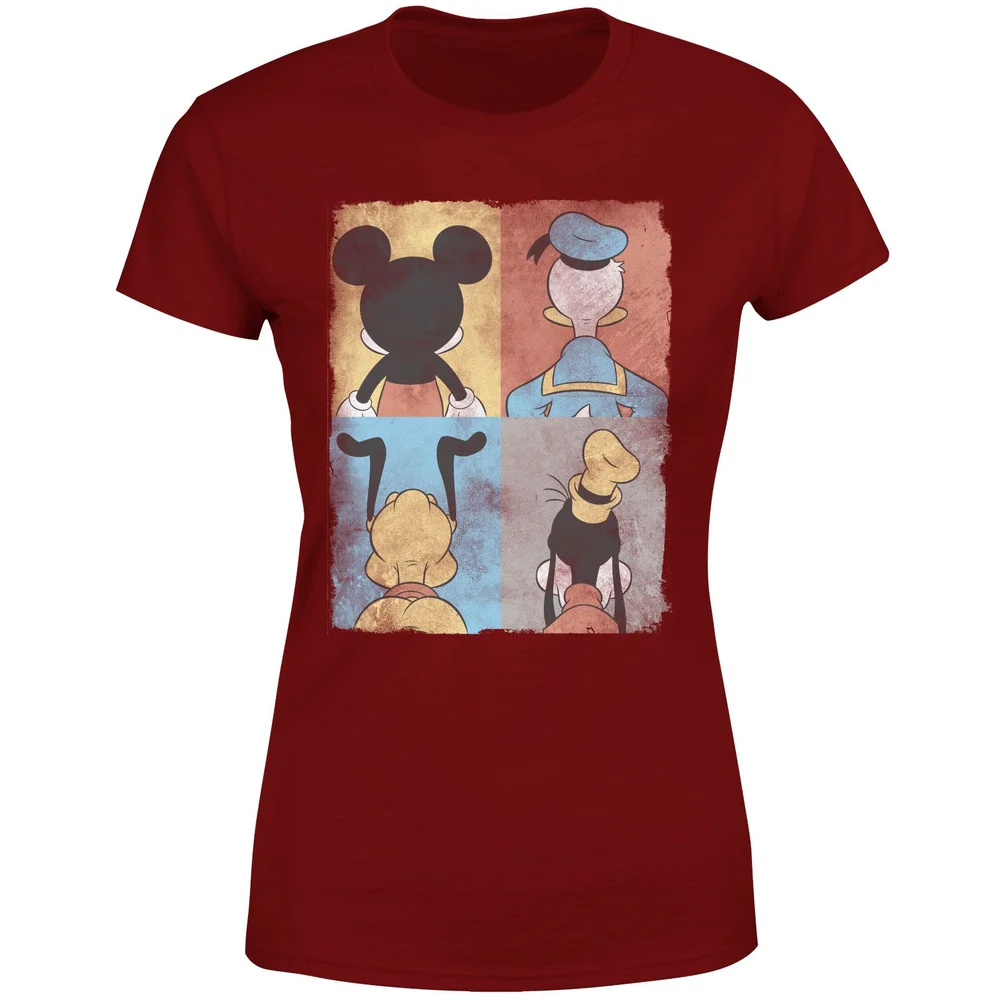 Disney Donald Duck Mickey Mouse Pluto Goofy Tiles Women's T-Shirt - Burgundy - XS Afbeelding 1