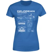 Back To The Future Delorean Schematic Women's T-Shirt - Blue - undefined undefined