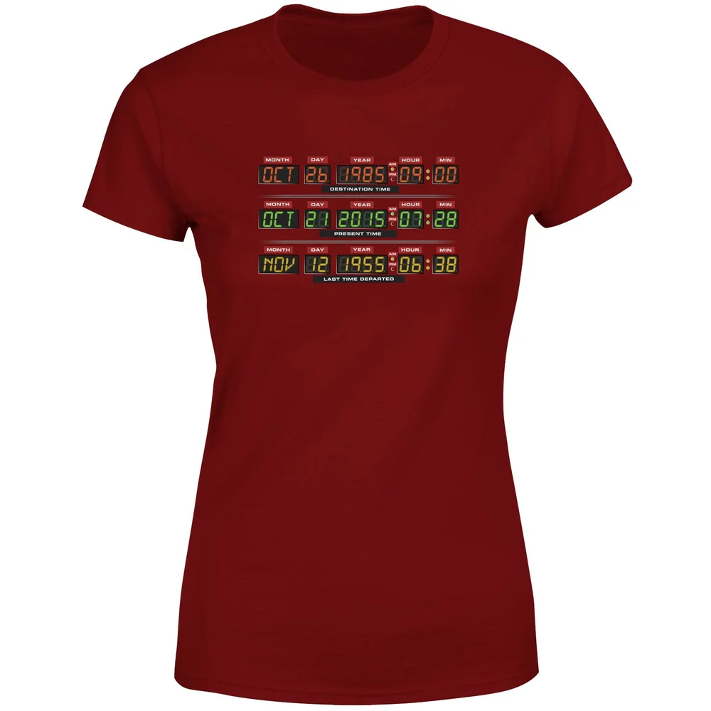 Back To The Future Destination Clock Women's T-Shirt - Burgundy - S Afbeelding 1