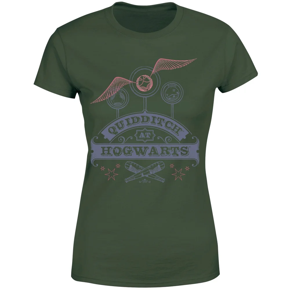 Harry Potter Quidditch At Hogwarts Women's T-Shirt - Green - XS Afbeelding 1
