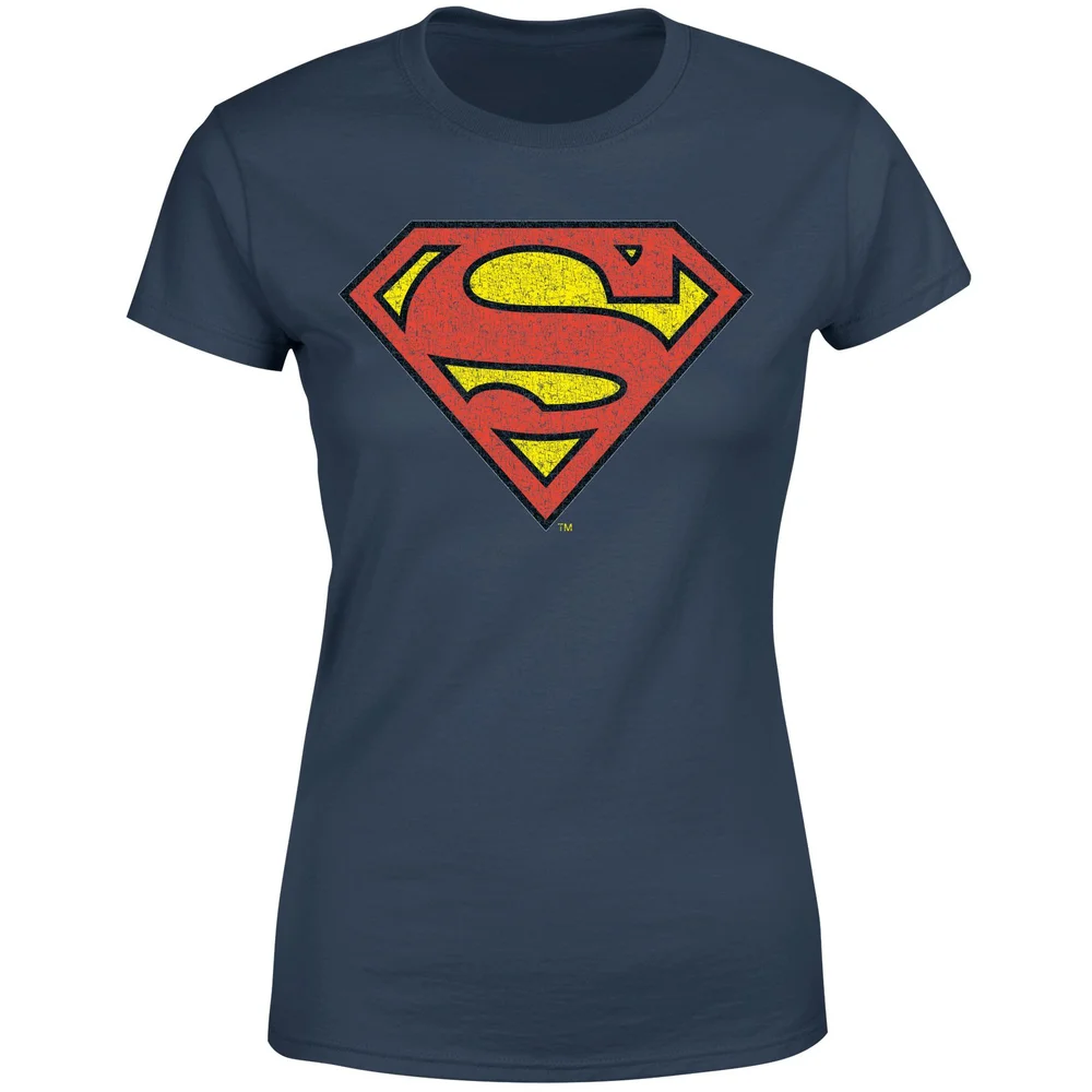 Official Superman Crackle Logo Women's T-Shirt - Navy - XS Afbeelding 1