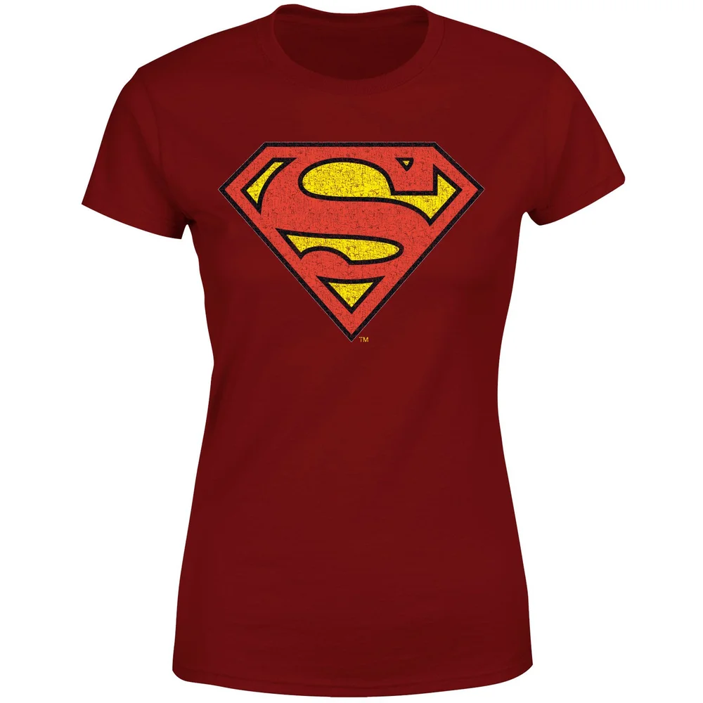 Official Superman Crackle Logo Women's T-Shirt - Burgundy - XS Afbeelding 1