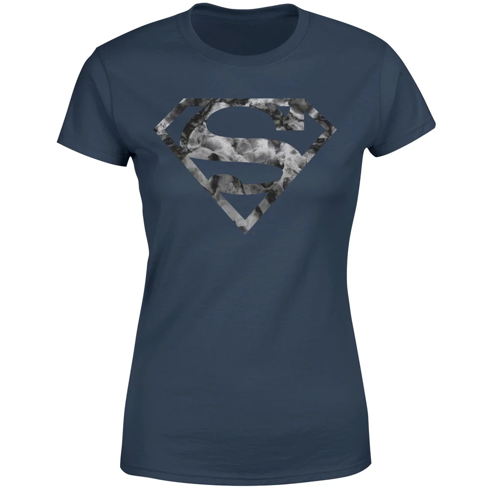 Marble Superman Logo Women's T-Shirt - Navy - XS Afbeelding 1