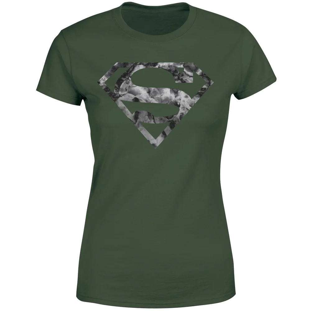 Marble Superman Logo Women's T-Shirt - Green - XS Afbeelding 1