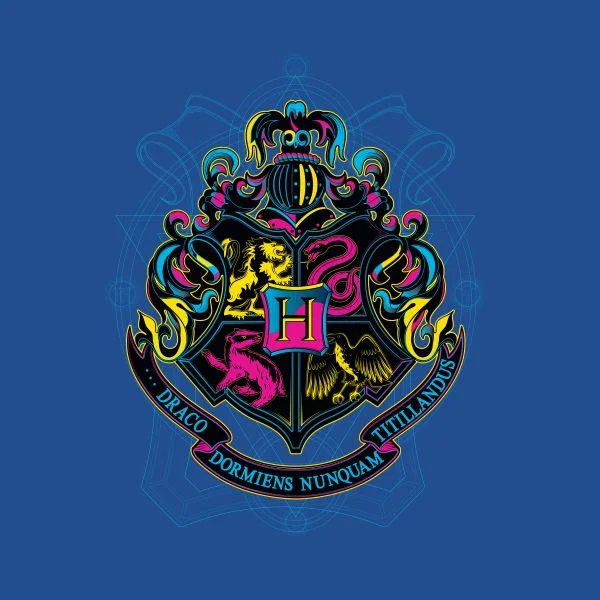 Harry Potter Hogwarts Neon Crest Women's T-Shirt - Blue