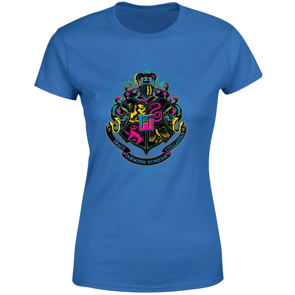 Harry Potter Hogwarts Neon Crest Women's T-Shirt - Blue - S Afbeelding 1
