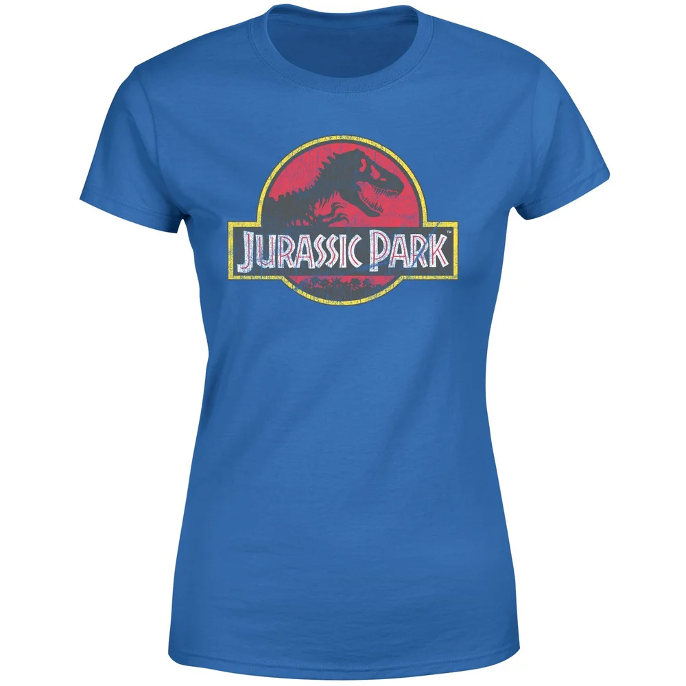 Jurassic Park Logo Vintage Women's T-Shirt - Blue - XXL Afbeelding 1