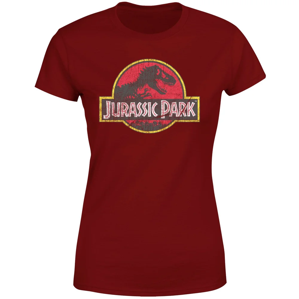 Jurassic Park Logo Vintage Women's T-Shirt - Burgundy - XS Afbeelding 1