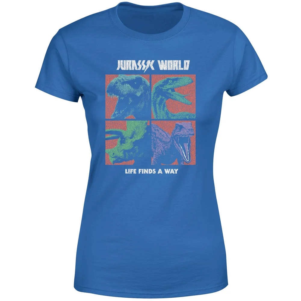Jurassic Park World Four Colour Faces Women's T-Shirt - Blue - XS Afbeelding 1