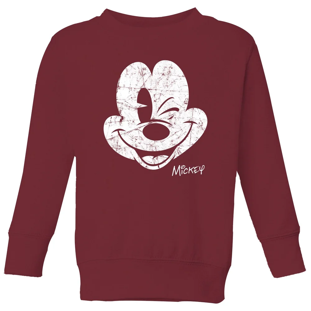 Disney Mickey Mouse Worn Face Kids' Sweatshirt - Burgundy - 98/104 (3-4 jaar) Afbeelding 1
