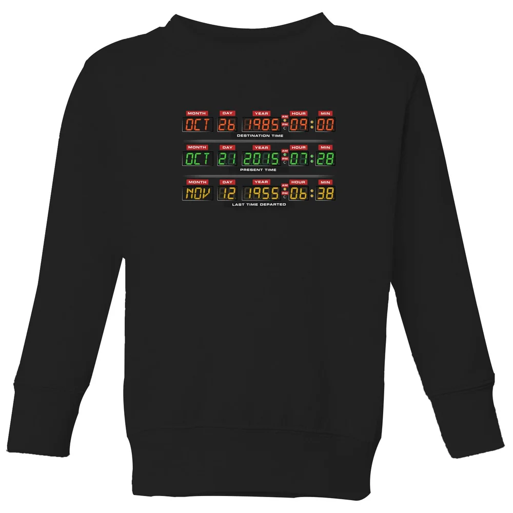Back To The Future Destination Clock Kids' Sweatshirt - Black - 98/104 (3-4 jaar) Afbeelding 1