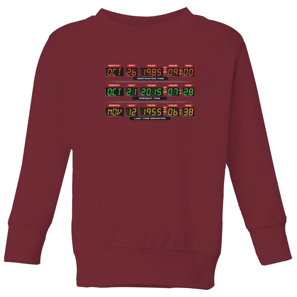 Back To The Future Destination Clock Kids' Sweatshirt - Burgundy - 98/104 (3-4 jaar) Afbeelding 1