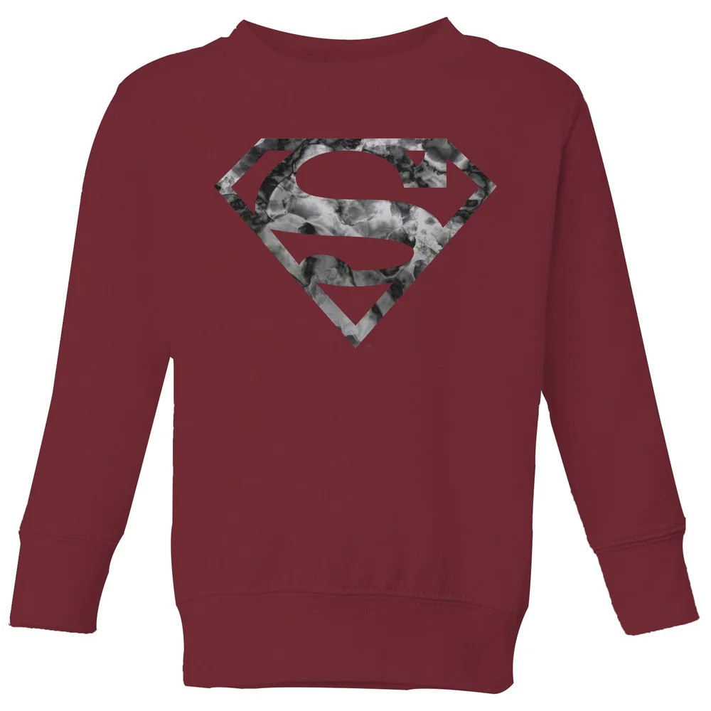 Marble Superman Logo Kids' Sweatshirt - Burgundy - 98/104 (3-4 jaar) Afbeelding 1
