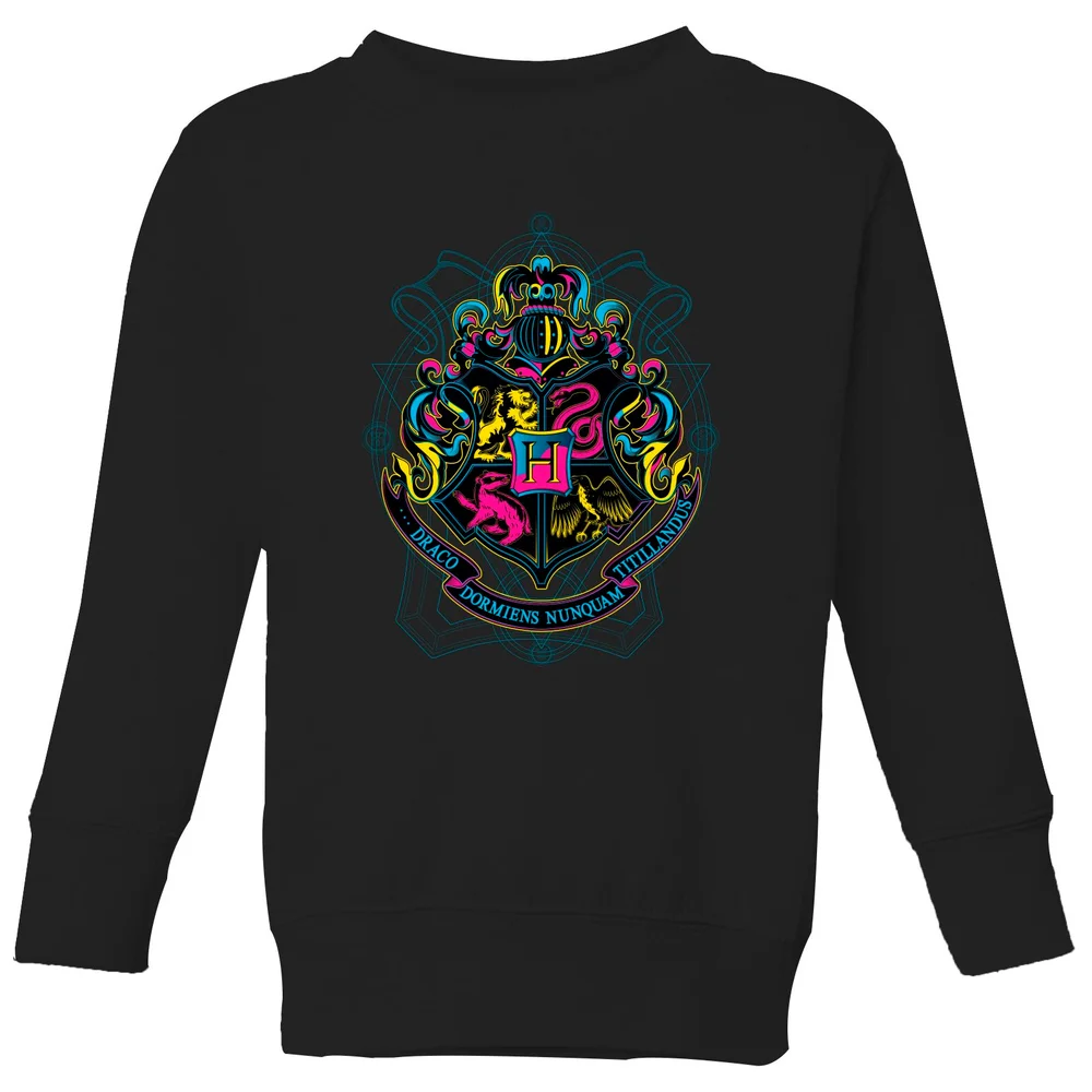 Harry Potter Hogwarts Neon Crest Kids' Sweatshirt - Black - 98/104 (3-4 jaar) Afbeelding 1