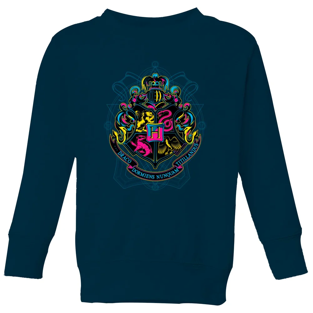 Harry Potter Hogwarts Neon Crest Kids' Sweatshirt - Navy - 98/104 (3-4 jaar) Afbeelding 1