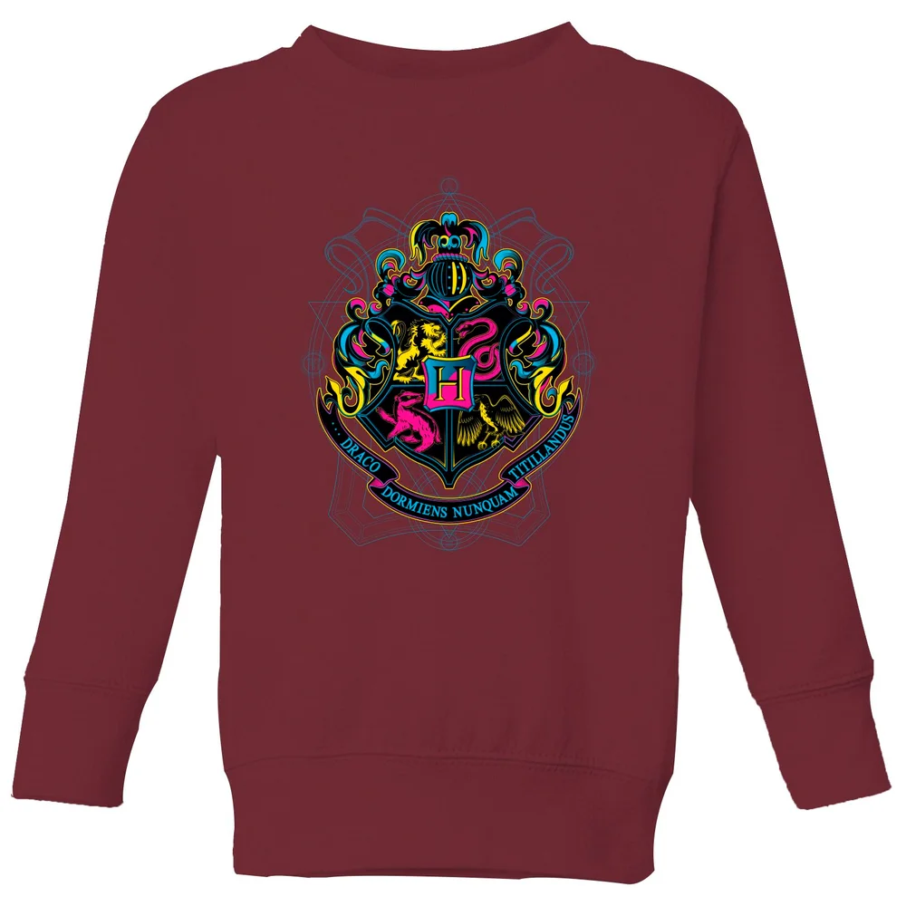 Harry Potter Hogwarts Neon Crest Kids' Sweatshirt - Burgundy - 98/104 (3-4 jaar) Afbeelding 1