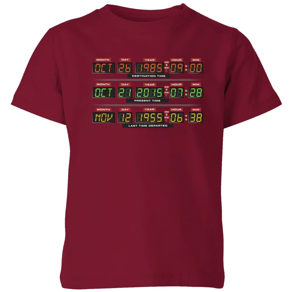 Back To The Future Destination Clock Kids' T-Shirt - Burgundy - 98/104 (3-4 jaar) Afbeelding 1