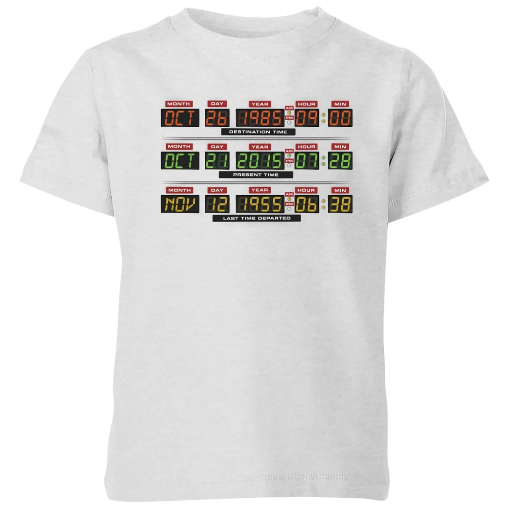 Back To The Future Destination Clock Kids' T-Shirt - Grey - 98/104 (3-4 jaar) Afbeelding 1