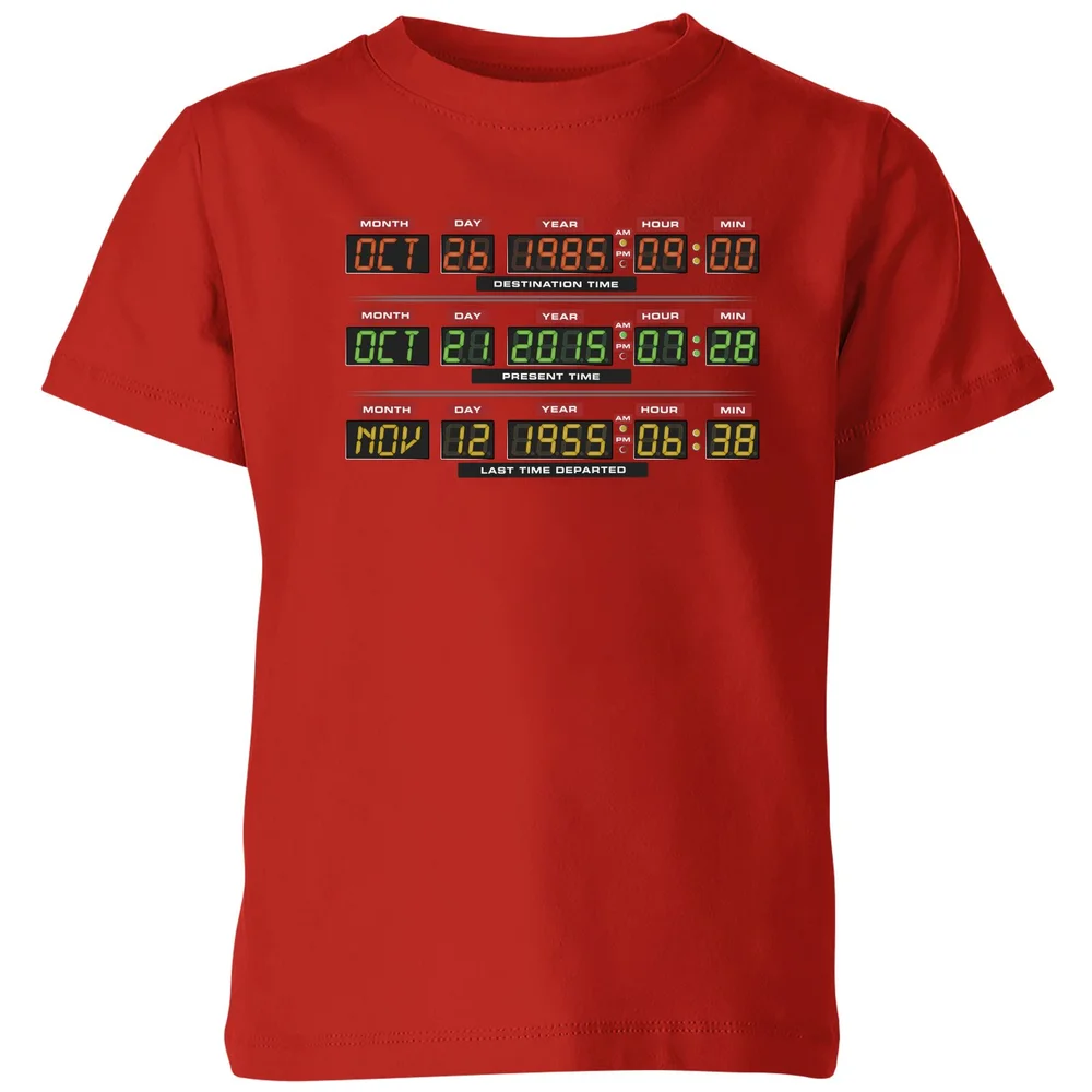 Back To The Future Destination Clock Kids' T-Shirt - Red - 98/104 (3-4 jaar) Afbeelding 1