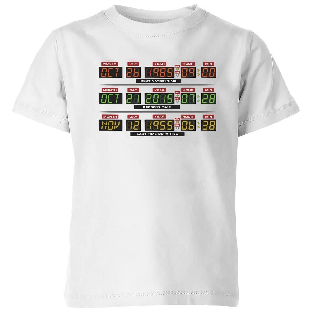 Back To The Future Destination Clock Kids' T-Shirt - White - 98/104 (3-4 jaar) Afbeelding 1