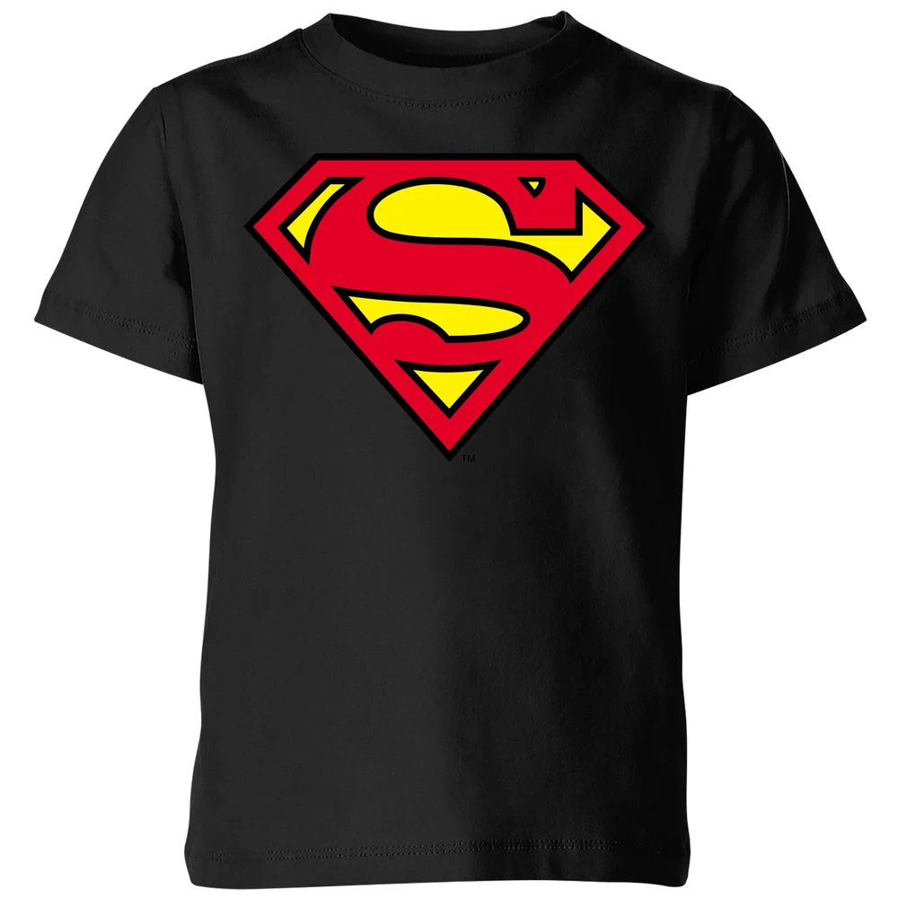 Official Superman Shield Kids' T-Shirt - Black - 98/104 (3-4 jaar) Afbeelding 1