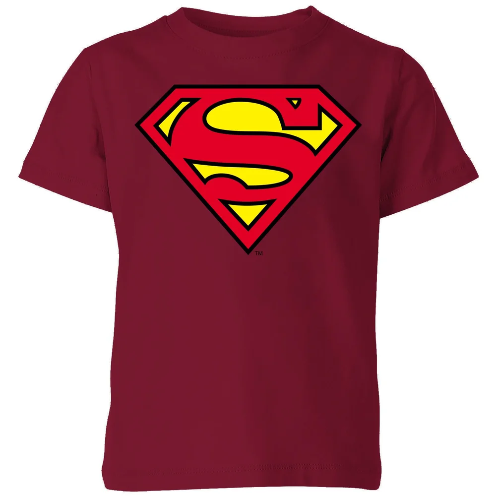 Official Superman Shield Kids' T-Shirt - Burgundy - 98/104 (3-4 jaar) Afbeelding 1