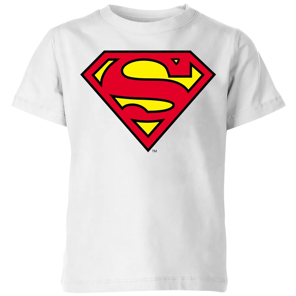 Official Superman Shield Kids' T-Shirt - White - 98/104 (3-4 jaar) Afbeelding 1