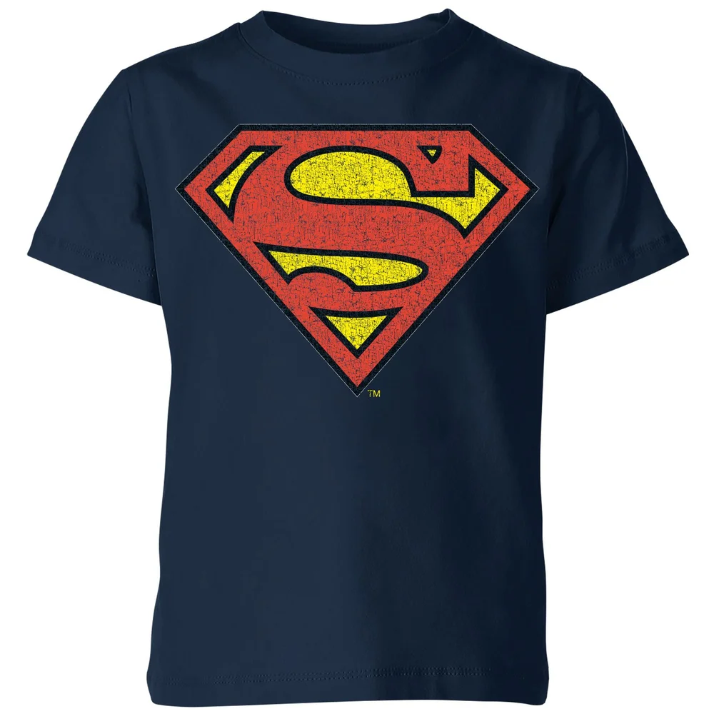 Official Superman Crackle Logo Kids' T-Shirt - Navy - 98/104 (3-4 jaar) Afbeelding 1