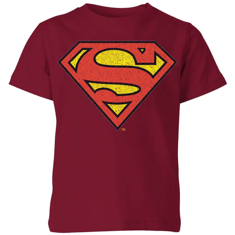 Official Superman Crackle Logo Kids' T-Shirt - Burgundy - 98/104 (3-4 jaar) Afbeelding 1
