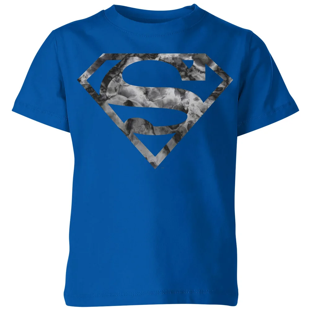 Marble Superman Logo Kids' T-Shirt - Blue - 98/104 (3-4 jaar) Afbeelding 1
