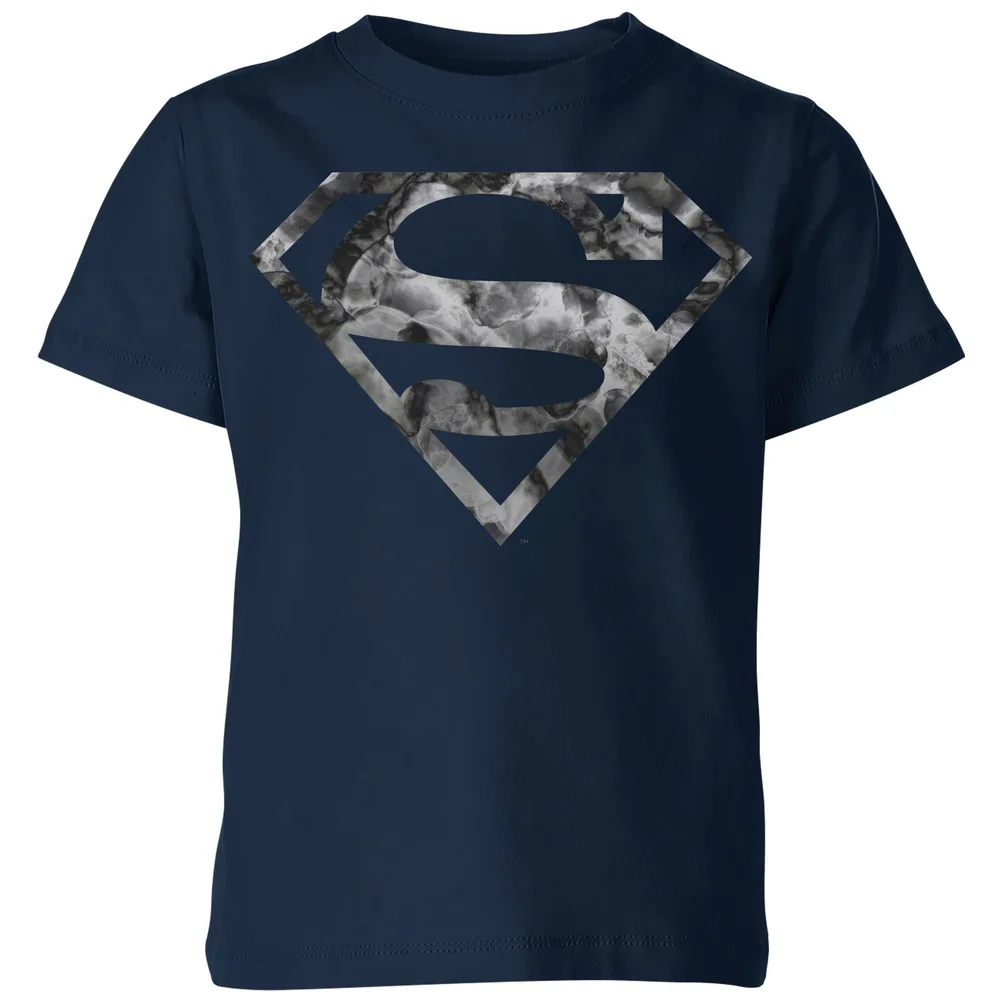 Marble Superman Logo Kids' T-Shirt - Navy - 98/104 (3-4 jaar) Afbeelding 1