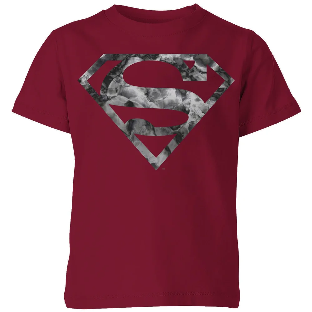 Marble Superman Logo Kids' T-Shirt - Burgundy - 98/104 (3-4 jaar) Afbeelding 1