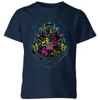 Harry Potter Hogwarts Neon Crest Kids' T-Shirt - Navy - undefined undefined