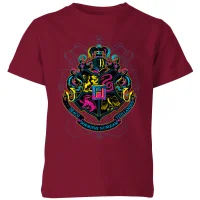 Harry Potter Hogwarts Neon Crest Kids' T-Shirt - Burgundy