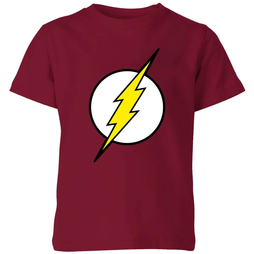 Justice League Flash Logo Kids' T-Shirt - Burgundy - 98/104 (3-4 jaar) Afbeelding 1