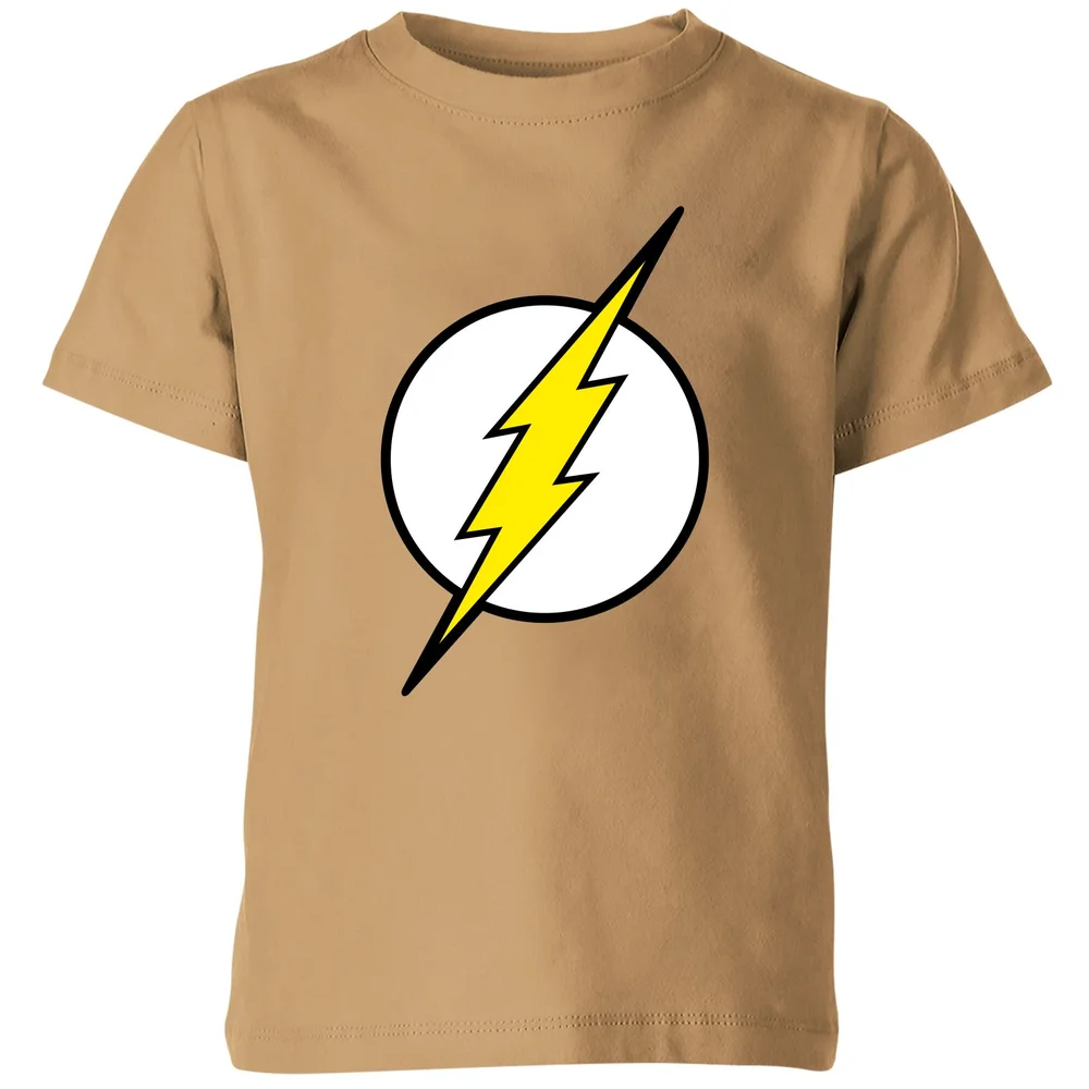 Justice League Flash Logo Kids' T-Shirt - Tan - 98/104 (3-4 jaar) Afbeelding 1