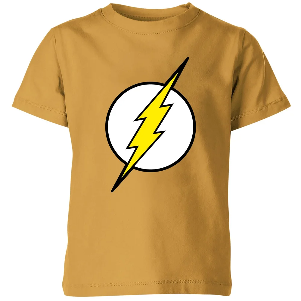 Justice League Flash Logo Kids' T-Shirt - Mustard - 98/104 (3-4 jaar) Afbeelding 1