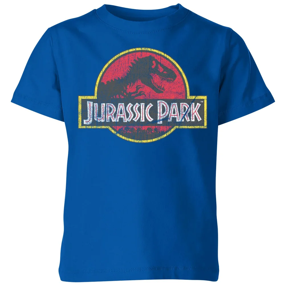 Jurassic Park Logo Vintage Kids' T-Shirt - Blue - 98/104 (3-4 jaar) Afbeelding 1