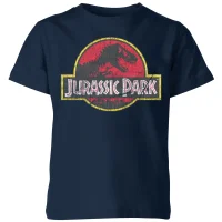 Jurassic Park Logo Vintage Kids' T-Shirt - Navy - undefined undefined