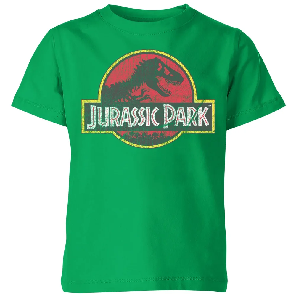 Jurassic Park Logo Vintage Kids' T-Shirt - Green - 98/104 (3-4 jaar) Afbeelding 1