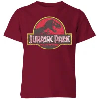 Jurassic Park Logo Vintage Kids' T-Shirt - Burgundy - undefined undefined