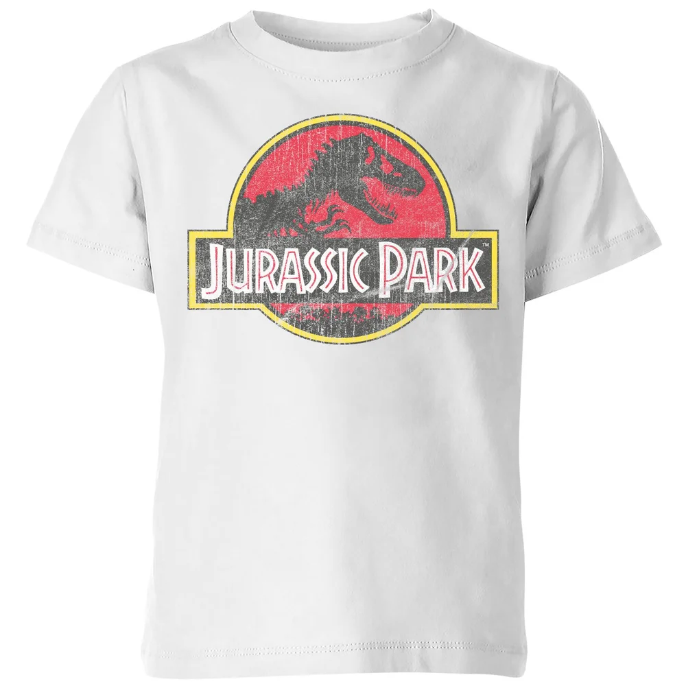 Jurassic Park Logo Vintage Kids' T-Shirt - White - 98/104 (3-4 jaar) Afbeelding 1