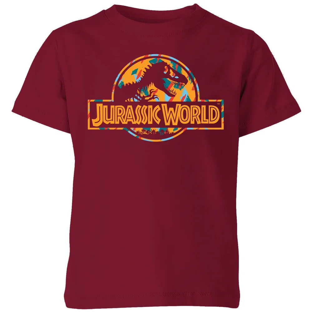 Jurassic Park Logo Tropical Kids' T-Shirt - Burgundy - 98/104 (3-4 jaar) Afbeelding 1