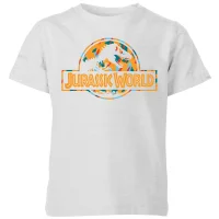 Jurassic Park Logo Tropical Kids' T-Shirt - Grey